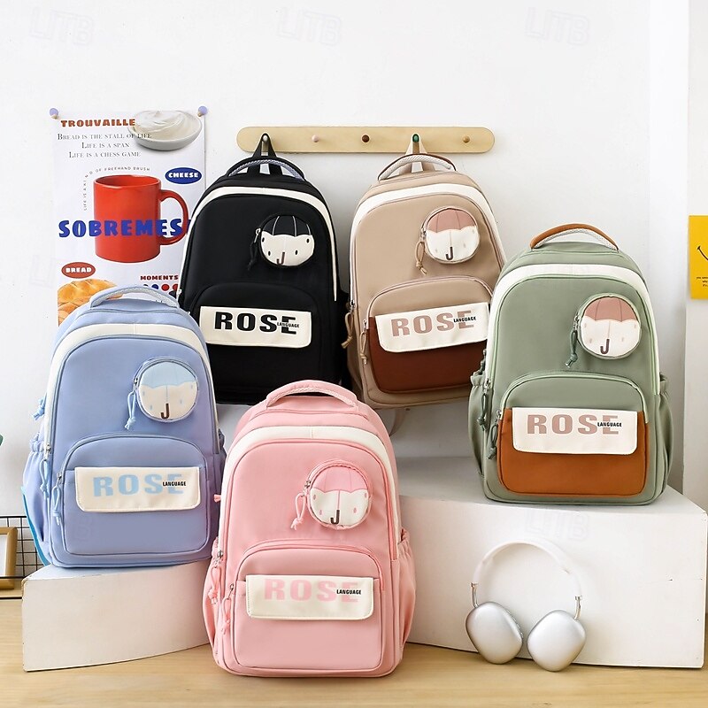 4-Piece Pink School Backpack Set for Girls – Cute Bookbag with Tote Bag, Pencil Case, Pouch & Crossbody for Teen Students3