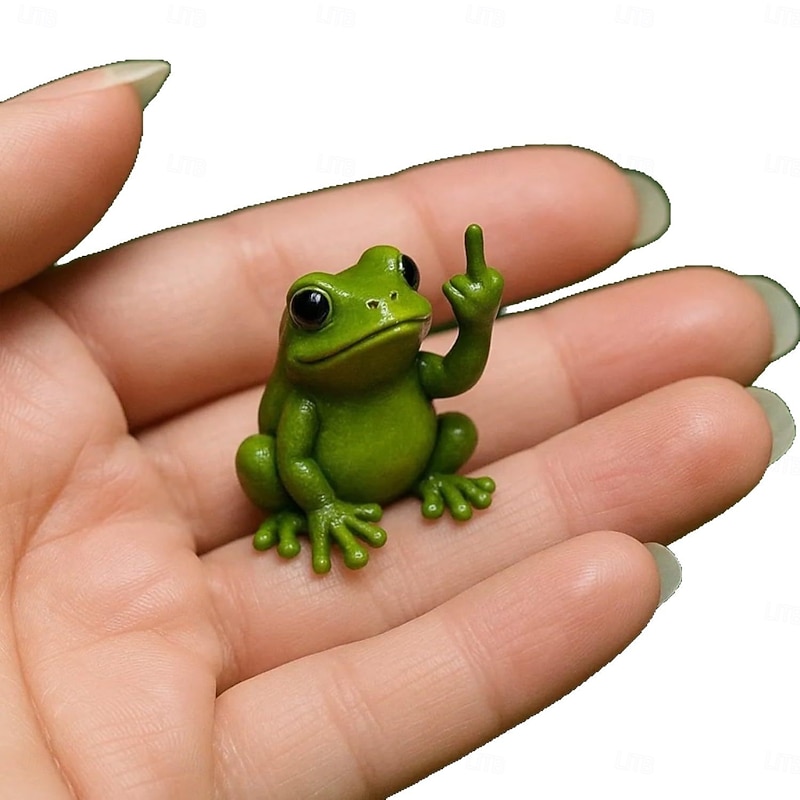 Funny Middle Finger Animal Resin Statue 8*6*6cm, Novelty Garden Figurine for Desk, Tabletop, Yard or Shelf Decoration2