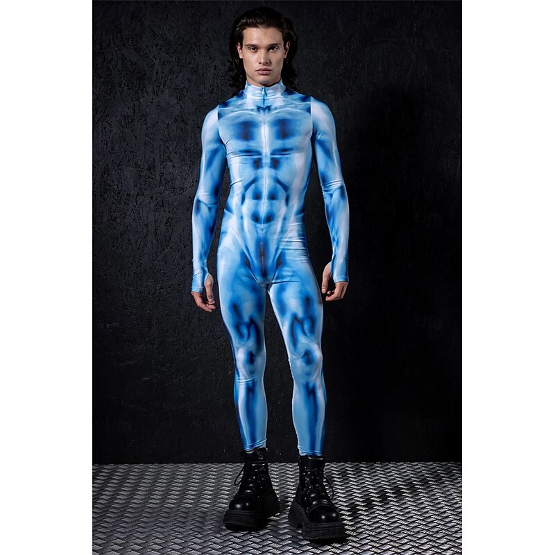 Muscle Halloween Bodysuit Full Body Catsuit Scary Costume Adults' Men's Halloween Carnival Day of the Dead Performance Party Club Easy Halloween Costumes Dress Up2