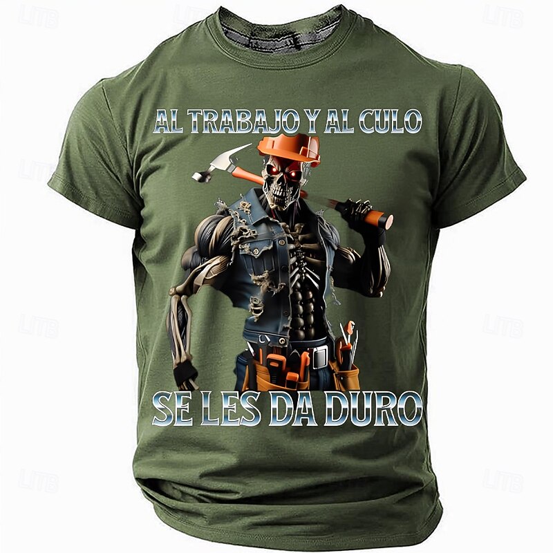 Men's Graphic T-Shirt - 'Work & Ass, We Go Hard' Funny Construction Worker Tee, Short Sleeve3