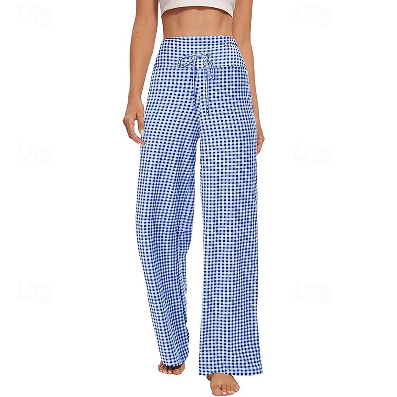 Women's Workout Sweatpants Casual Pants with Pockets Tummy Control High Waist Gym Workout Athletic Bottoms Plaid Pink Red Blue Fall Sports Activewear Loose Fit4