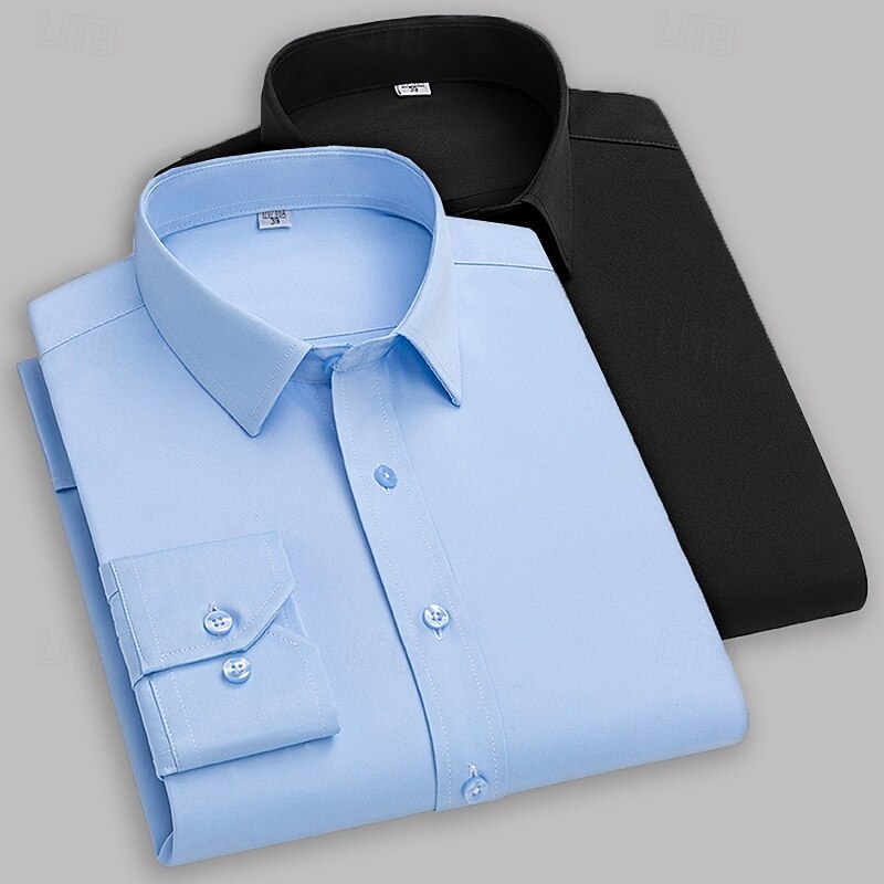 Men's Shirt Dress Shirt Button Up Shirt Tuxedo Shirts Solid / Plain Color Office & Career Daily Wear Blue White+Blue Black+Blue Long Sleeve Shirt Collar All Seasons Clothing Apparel Basic2