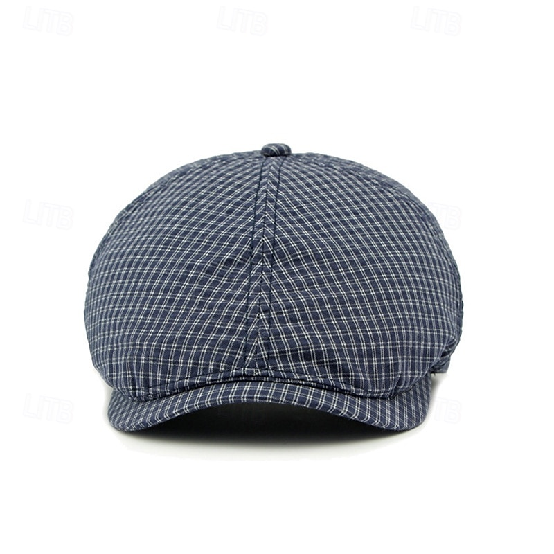 Men's Ascot Hat Newsboy Hat Blue Gray 100% Cotton Fashion Casual Street Daily Plaid Adjustable Sunscreen Breathable2