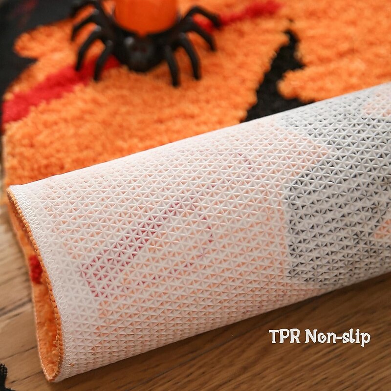 Pumpkin Bathroom Rugs for Happy Halloween, Cute Pumpkin Shaped Rugs, Machine Washable Orange Bath Rugs, Tub Living Bedroom Kids Room Kitchen Decoration, Area Rugs Gift3