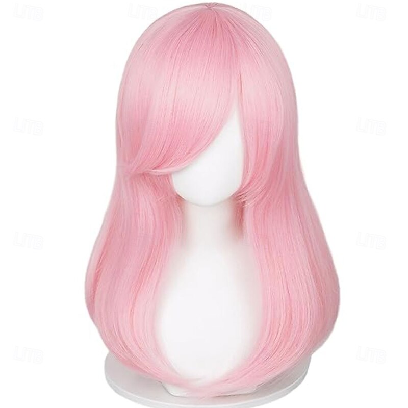 Baby Pink Cosplay Wig for Woman Men for Long Straight Cosplay Wig with Bangs for Anime Heat Resistant Hair for Party and Halloween Costume Christmas Synthetic Hair