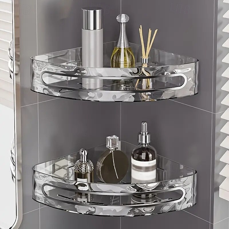 Wall-Mounted Bathroom Storage Rack No-Drill Wall-Mounted Toilet Storage Organizer Transparent Cosmetic Organizer for Toiletries and Daily Essentials4