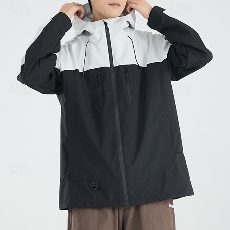 Men's Windbreaker Softshell Jacket Hiking Jacket Outdoor Waterproof Windproof Hiking Outfits Hiking Clothes Spring Autumn / Fall Top Camping / Hiking / Caving Running Solid Color Black White Purple3