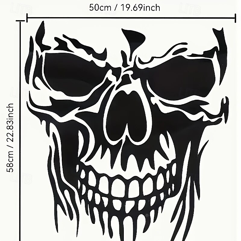 2pcs Large Skull Car Stickers - 58x50cm Waterproof & Scratch-Resistant Vinyl Decals for Side Mirrors Windows Bumpers - Perfect for Halloween & Christmas Decor Durable Polyethylene Material2