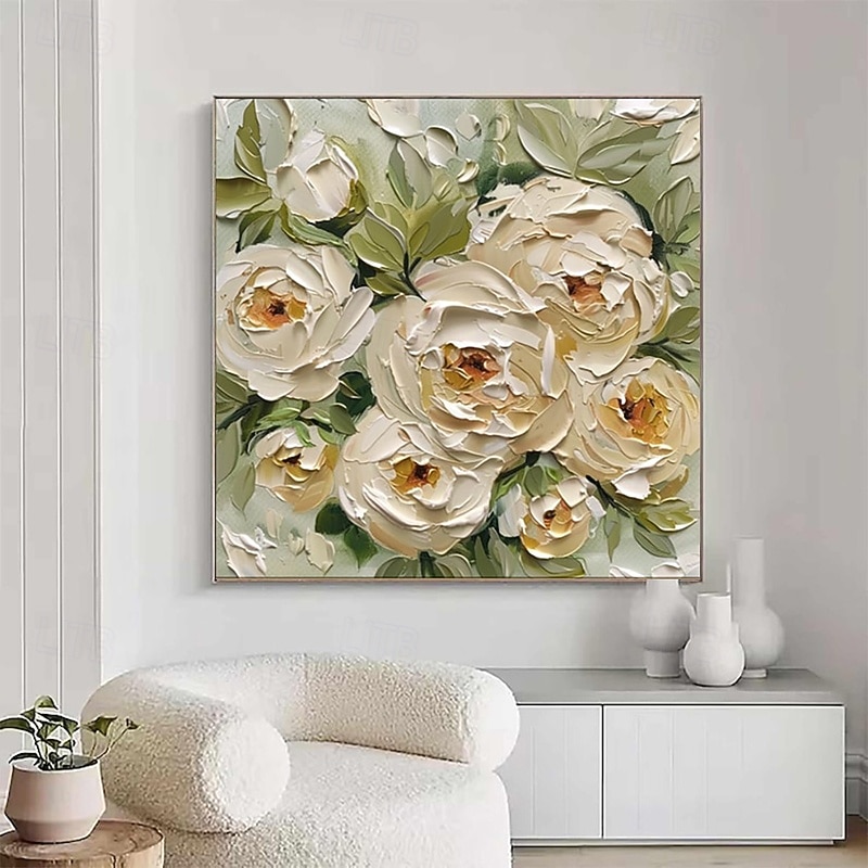 Handmade Oil Painting Canvas Wall Art Decoration Modern Abstract 3D Palette Knife Flowers for Home Decor Stretched Frame Hanging Painting/Rolled Canvas (No Frame)