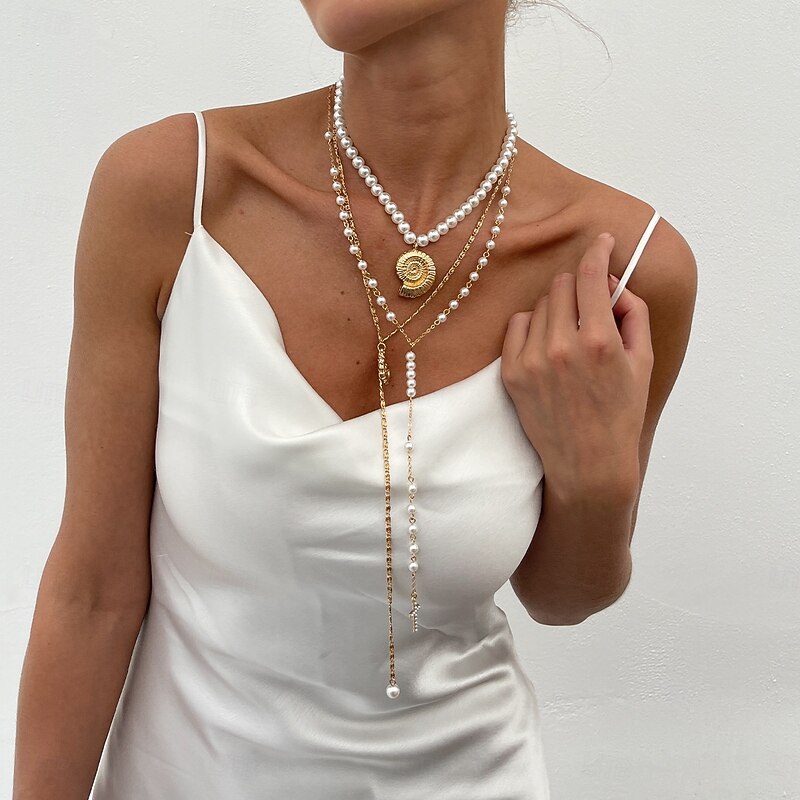 Pendant Necklace Pearl Rhinestones Women's Personalized Luxury Tassel Layered Animal Wedding Drops Necklace For Wedding Party Daily2