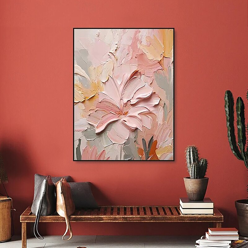 Handmade Oil Painting Wall Art Decoration Simple Abstract Flowers for Home Decor Stretched Frame Hanging Painting/Rolled Canvas (No Frame)2