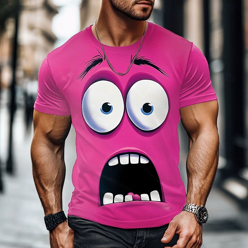 Men's 3D Human face T Shirt Short Sleeve T shirt 3D Print Crew Neck Shirt Exaggerated Designer Party Street Casual Yellow Red Blue Summer Spring All Seasons Clothing Apparel S M L XL XXL XXXL