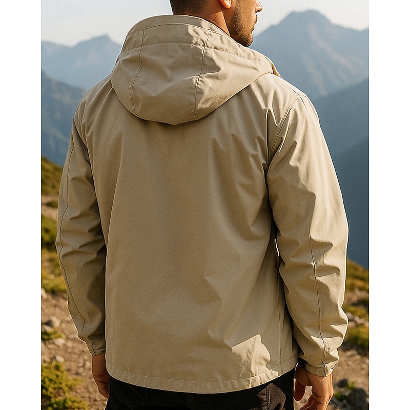 Men's Windbreaker Softshell Jacket Outdoor Waterproof Windproof Hiking Outfits Hiking Clothes Spring Autumn / Fall Top Camping / Hiking / Caving Running Solid Color Black White Yellow2