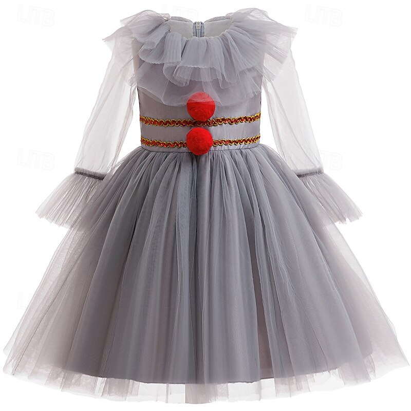 Clown Pennywise Halloween Dress Costume Fancy Costume It Horror Scary Costume Kid's Girls' Halloween Carnival Performance Party Easy Halloween Costumes Dress Up2