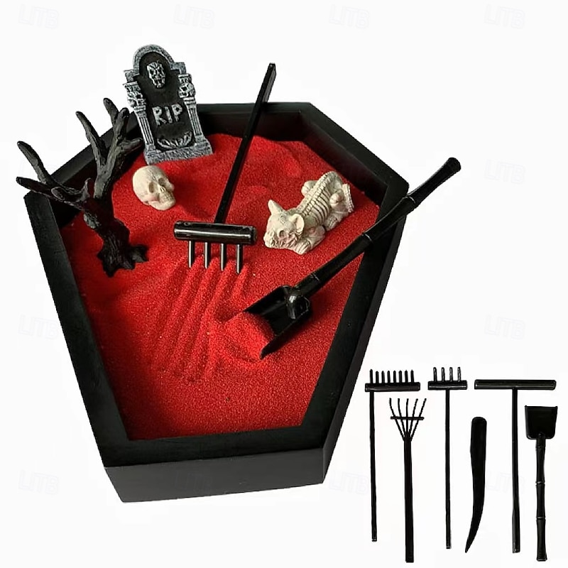 Tray Garden with Sand Spooky Goth Decor for Tables Desk Home Red Creepy Set Home Decor Other Home Decor2