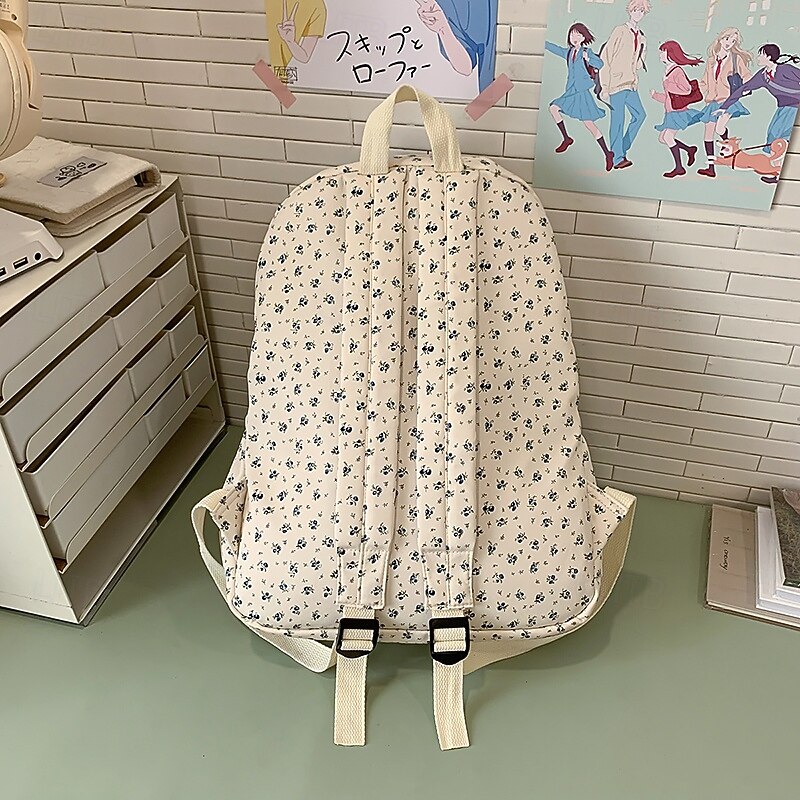 Girls' Floral Print Canvas Backpack – Aesthetic School Bag for Teen Students & Back to School Season2
