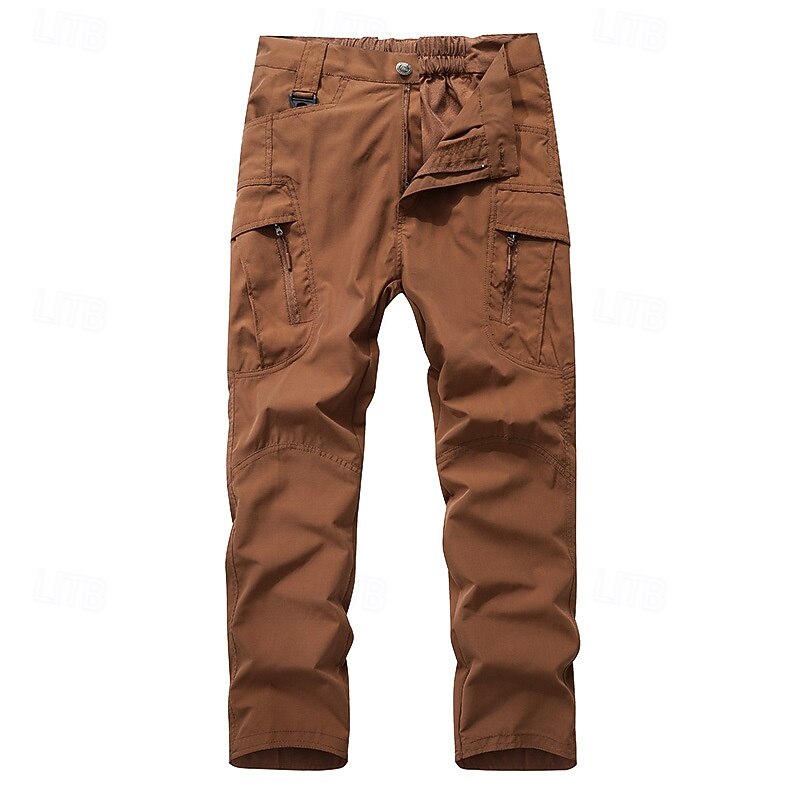 Men's Cargo Pants Trousers Buttons Multi Pocket Plain Wearable Outdoor Daily Camping & Hiking Fashion Classic Black Khaki2