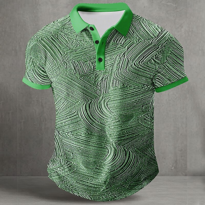 Men's Geometic Line Polo Short Sleeve Polo Shirts Collared Shirts Abstract Casual Street Athleisure Daily Wear Buttons Summer Blue Purple Orange4