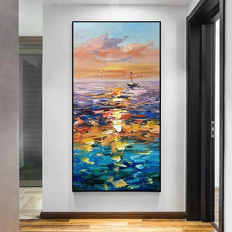 Abstract Oil Painting Modern Art Decorative Painting Hand Painted Abstract Sea Thick Oil On Canvas Painting For Home Hotel Decor (No Frame)2