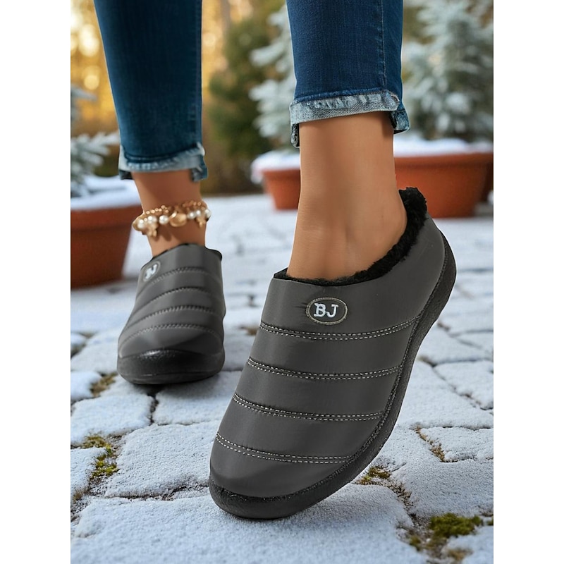 Women's Burgundy Waterproof Winter Slip-On Shoes – Warm Fur-Lined Anti-Slip Mules for Snowy Days, Outdoor Errands and Casual Daily Wear4
