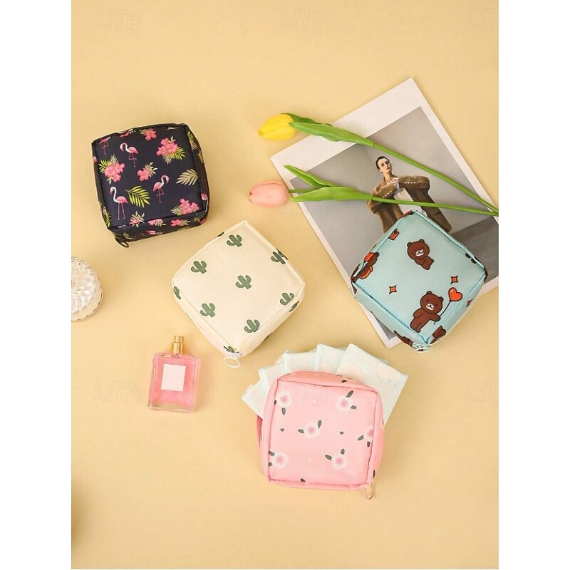 Portable Oxford Cloth Menstrual Pad Storage Bag with Zipper, Multifunctional Travel Organizer for Sanitary Pads, Makeup, Wallet, Ideal for Women, Teens, Office, School3