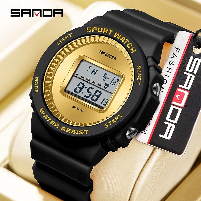SANDA Men Digital Watch Sports Fashion Casual Wristwatch Luminous Stopwatch Alarm Clock Calendar TPU Watch3
