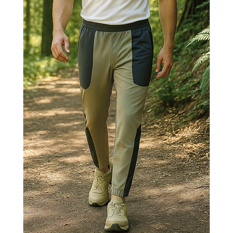 Men's Hiking Pants Trousers Hiking Rain Pants Patchwork Outdoor Regular Fit Waterproof Windproof Lightweight Bottoms Pocket Elastic Waist Black Green Camping / Hiking Running M L XL XXL XXXL4