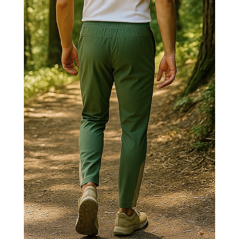 Men's Hiking Pants Trousers Hiking Rain Pants Patchwork Outdoor Regular Fit Waterproof Windproof Lightweight Bottoms Pocket Elastic Waist Black Green Camping / Hiking Running M L XL XXL XXXL2