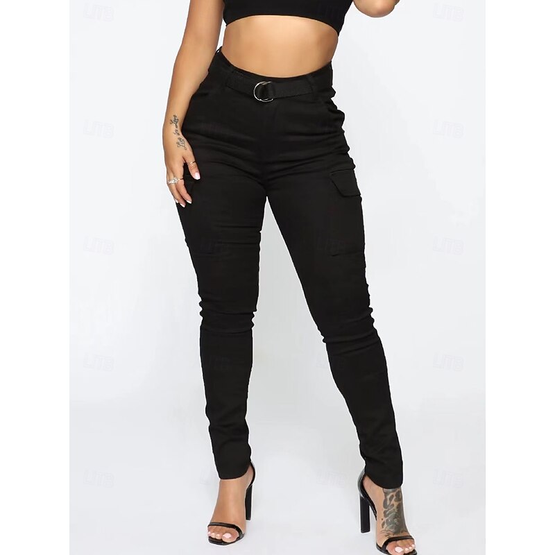 Women's Cargo Pants Chinos Casual Athletic Full Length Natural Plain Multi Pocket Comfy Breathability Sports & Outdoor Casual Daily Black Spring Fall Regular Fit2