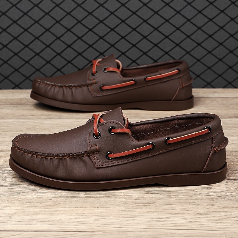 Brown  Loafers for Men – Classic Slip-On Shoes with Contrast Stitching, Perfect for Casual and Office Settings4