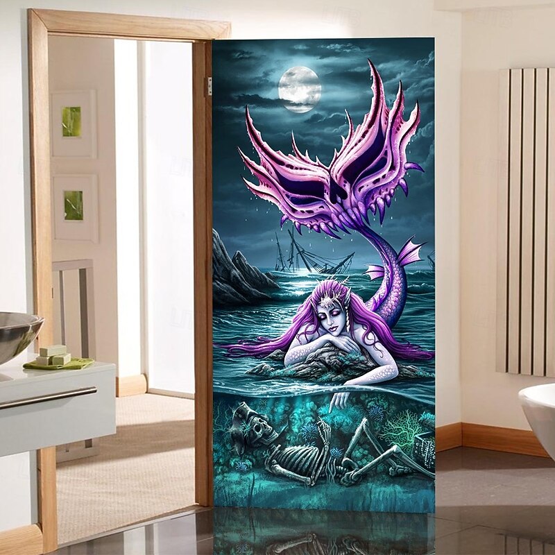 Halloween Door Covers Davy Jones Locker by Sarah Richter Door Tapestry Door Curtain Decoration Backdrop Door Banner for Front Door Farmhouse Holiday Party Indoor Outdoor Decor Supplies3