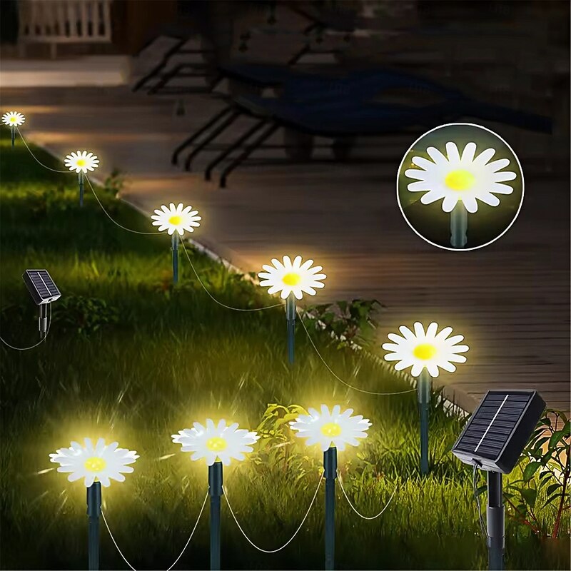 10LED 20LED 30LED 50LED Solar Outdoor Pathway Lights Garden Lawn Pilot Light  Waterproof Courtyard Flower Path Light String for Camping Wedding Christmas Decor 1PC