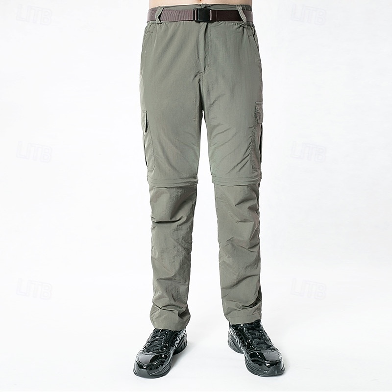 Men's Convertible Zip Off Pants Hiking Pants Trousers Summer Outdoor Quick Dry Multi Pockets Stretchy Sweat wicking Pants / Trousers Black Army Green Elastane Fishing Climbing Camping / Hiking