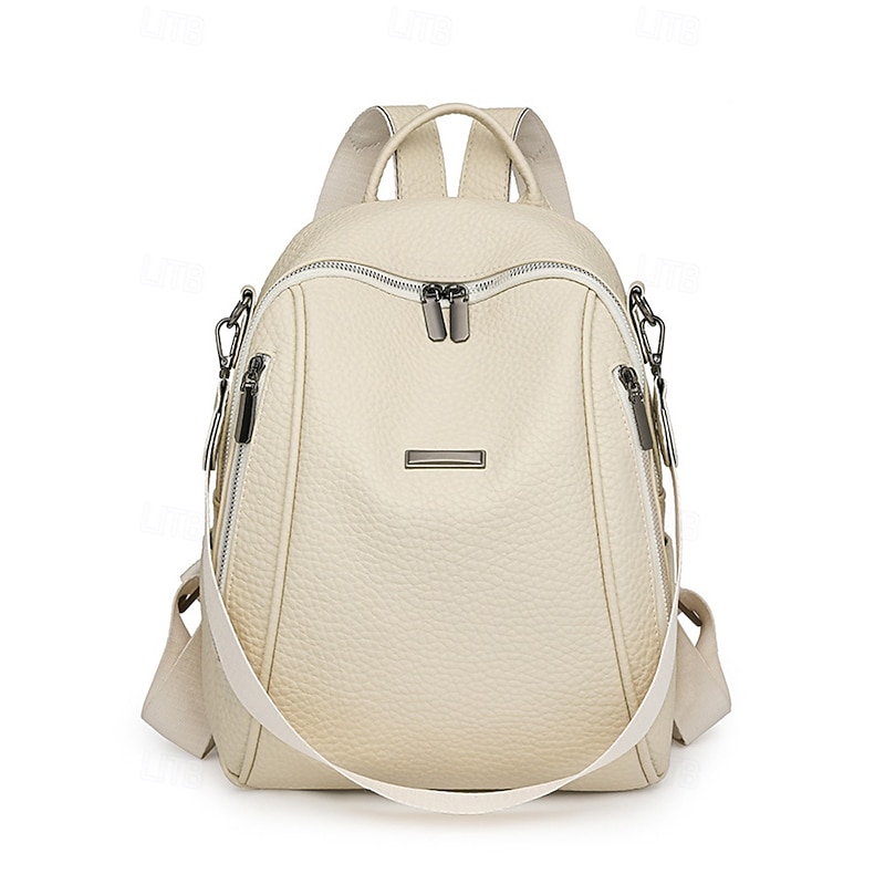 Women's Brown Faux Leather Mini Backpack – Water-Repellent Scratch-Resistant Fashion Daypack for Travel, Work and Daily Use