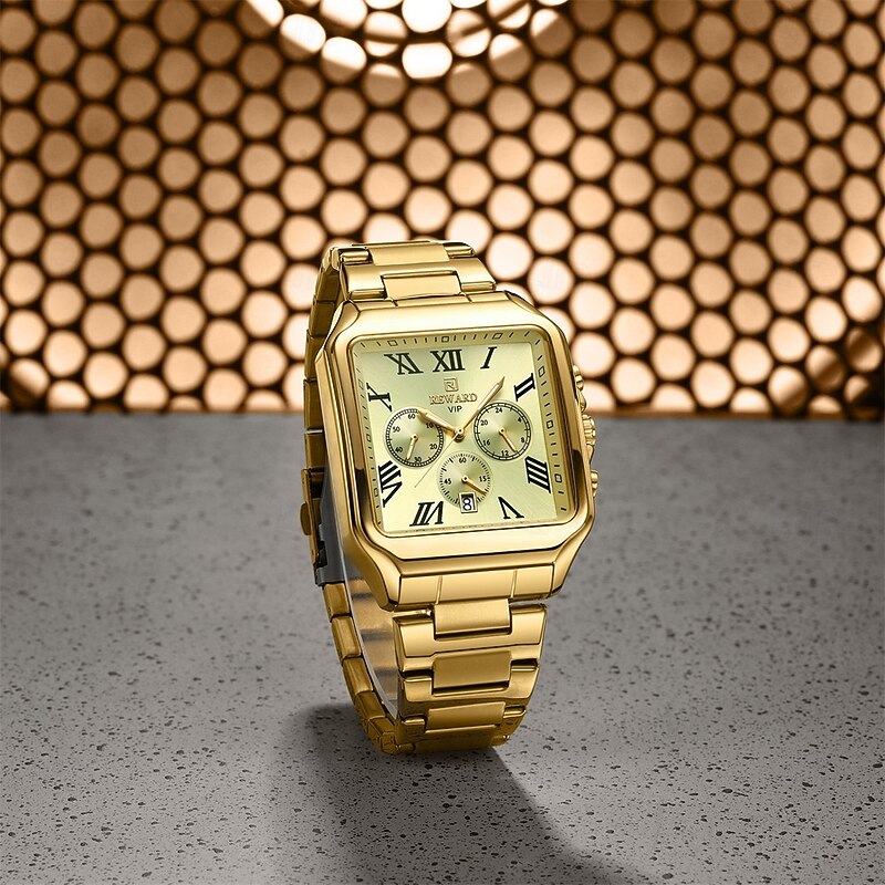 REWARD Men Quartz Watch Outdoor Sports Fashion Casual Luminous Calendar Chronograph Waterproof Steel Watch3