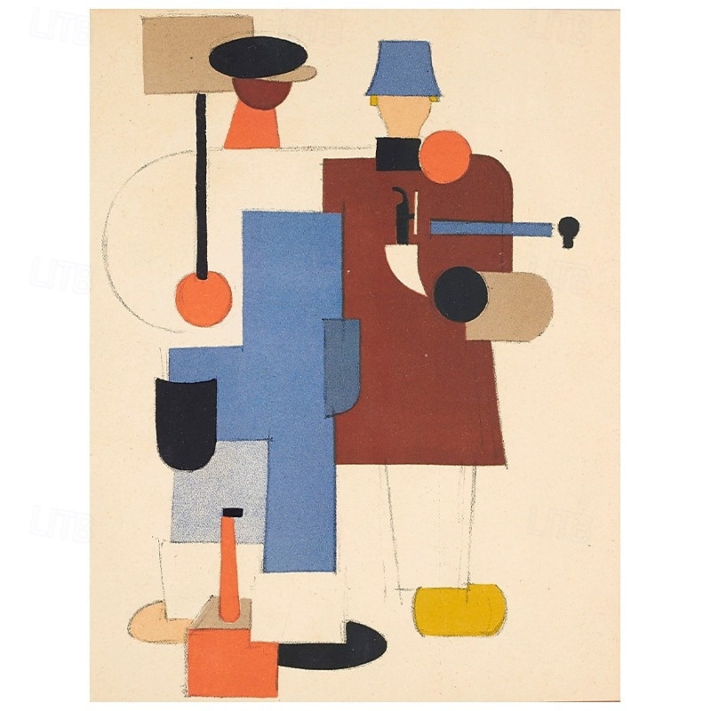 Handmade Oil Painting Canvas Wall Art Decoration Morandi Geometric Color Block Abstract Figure for Home Decor Stretched Frame Hanging Painting/Rolled Frameless Unstretched Painting