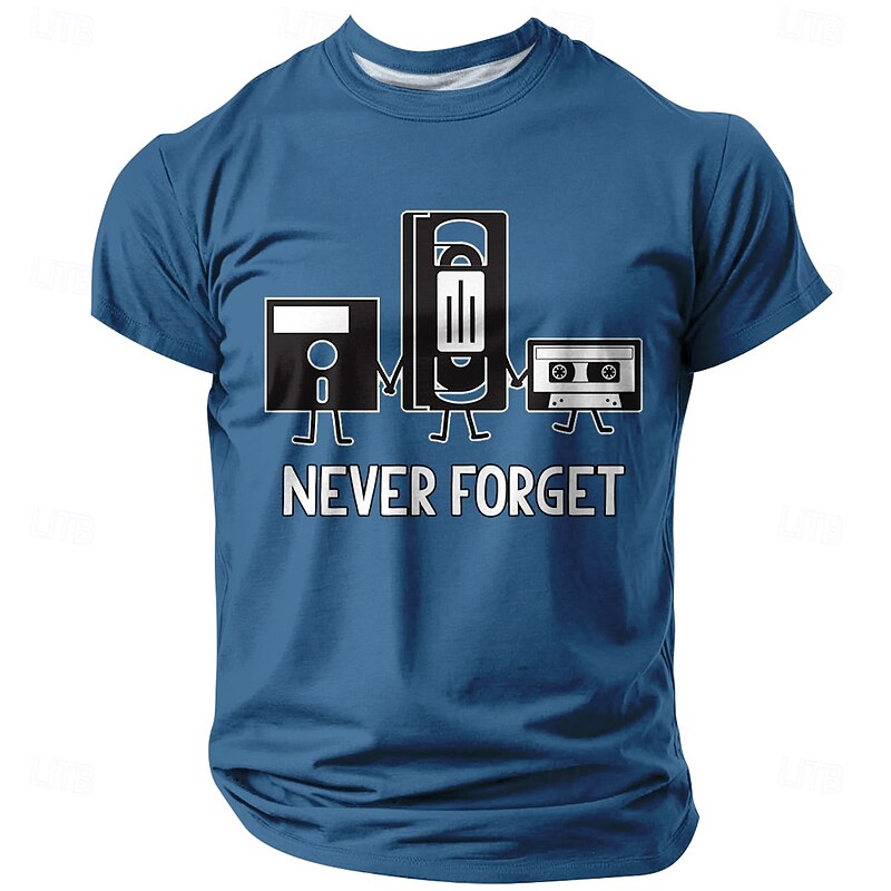 Men's Retro Tech Never Forget Floppy VHS Cassette Graphic T-Shirt2