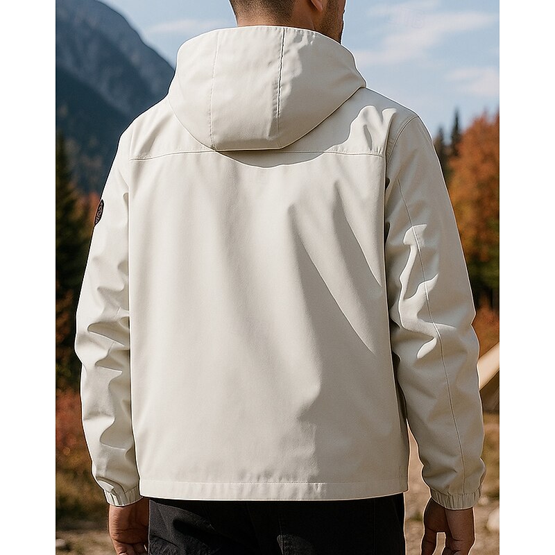 Men's Windbreaker Softshell Jacket Hiking Jacket Outdoor Waterproof Windproof Hiking Outfits Hiking Clothes Spring Autumn / Fall Top Camping / Hiking / Caving Running Patchwork Khaki2