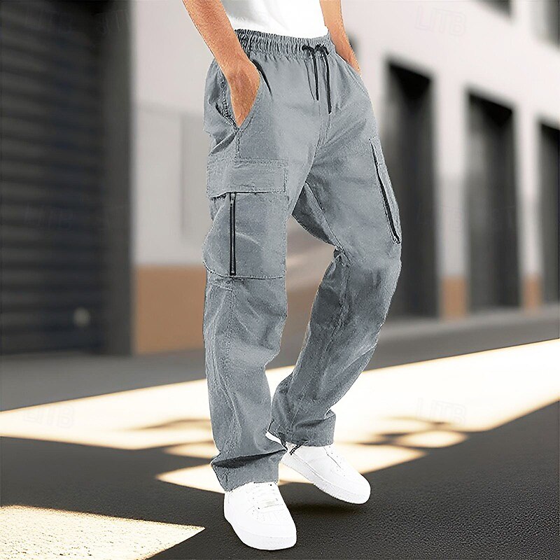 Men's Cargo Pants Trousers Elastic Waist Drawstring Multi Pocket Plain Wearable Outdoor Daily Camping & Hiking Fashion Classic Black Army Green3