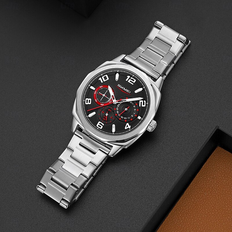 SKMEI Men Quartz Watch Fashion Business Wristwatch Luminous Calendar Waterproof World Time Steel Watch2