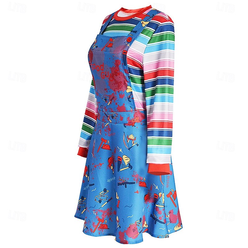 Chucky Scary Doll Halloween Dress T-shirt Horror Scary Costume Adults' Women's Halloween Carnival Performance Party Easy Halloween Costumes Dress Up3