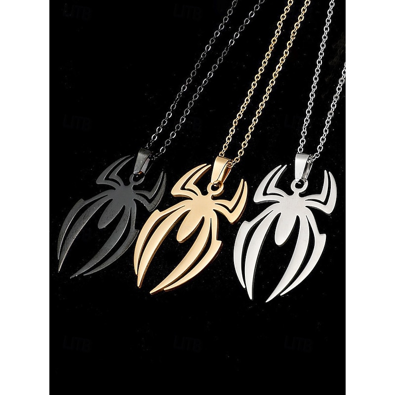 Men's Halloween Spider Pendant Necklace – Alloy Material, Lightweight, Minimalist Gothic Style, Perfect for Parties, Cosplay and Holiday Costume Accessories