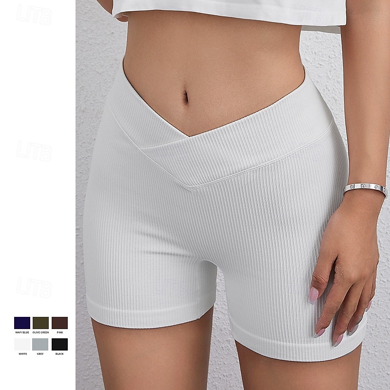 Women's Yoga Shorts Biker Shorts Tummy Control High Waist Gym Workout Athletic Bottoms Solid Color Black White Green Sports Activewear Tight Fit