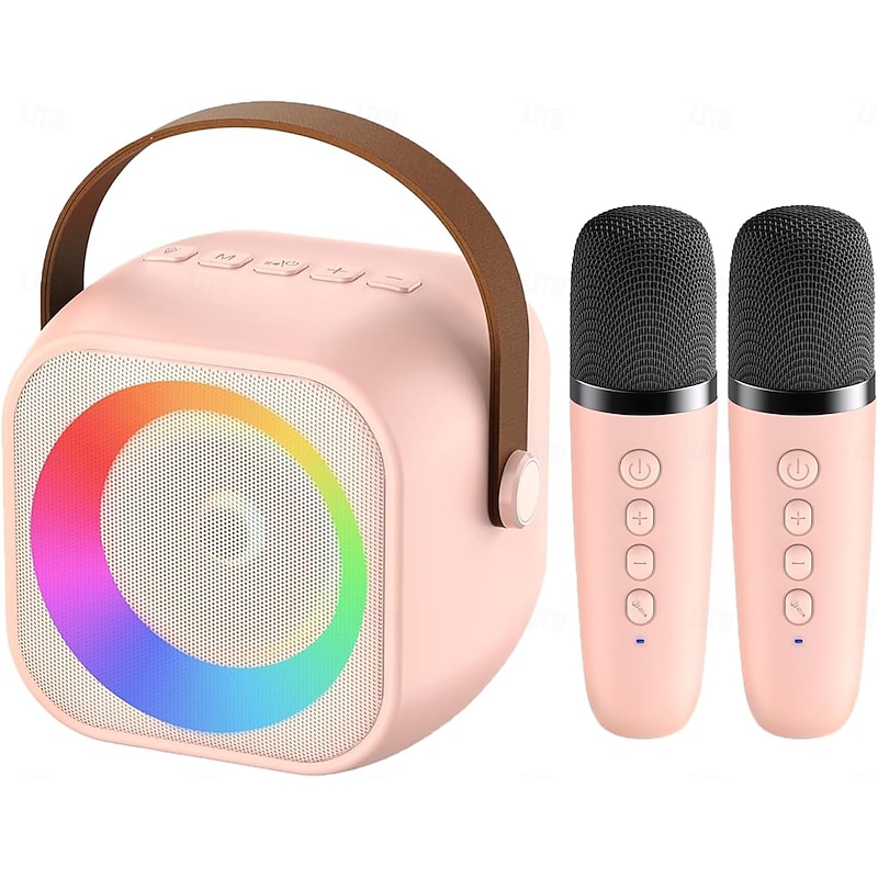 Mini Mic Pro Mini Karaoke Machine for Kids Adults, Portable Bluetooth Speaker with 1/2 Wireless Microphones, Birthday Gifts Toys for Girls