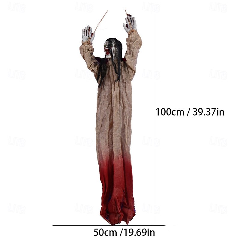 Halloween Hanging Ghosts Decorations, Scary Crawling Haunted Ghost Props with Hair, Creepy Halloween Decor for Indoor Outdoor Horror Party2