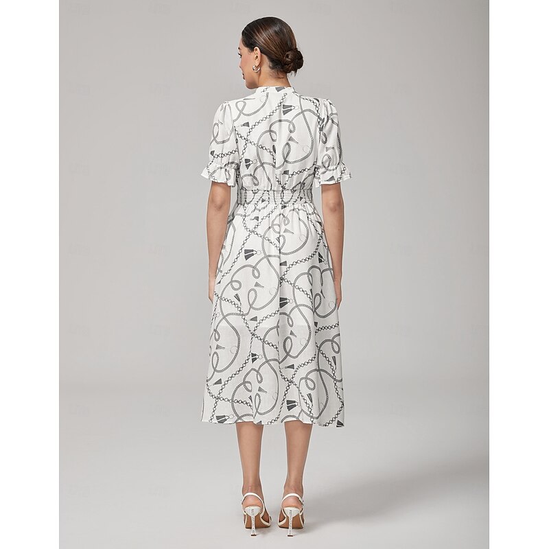 Chain Print Smocked Back Corset Dress3