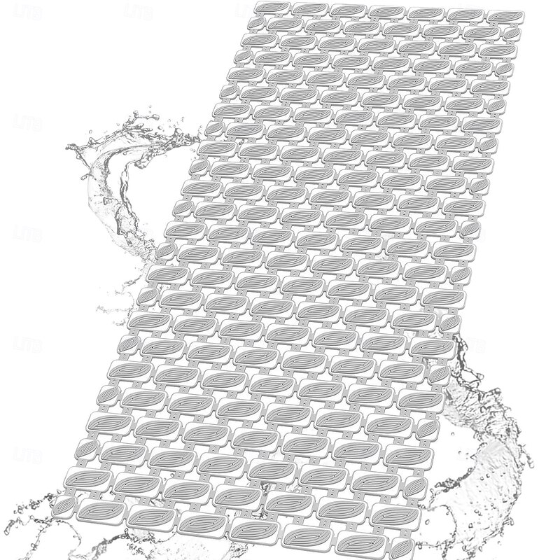 Non-Slip Bathroom Shower Mat Leaf Design  Rectangular Anti-Fall Bath Mat with Suction Cups for Home Use, Waterproof Rubber-Coated Floor Mat