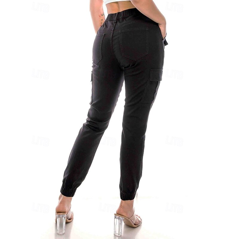 Women's Cargo Pants Slacks Streetwear Casual Full Length Natural Plain Pocket Soft Holiday Weekend Dark Yellow claret Forest Green Camel Fall Regular Fit4