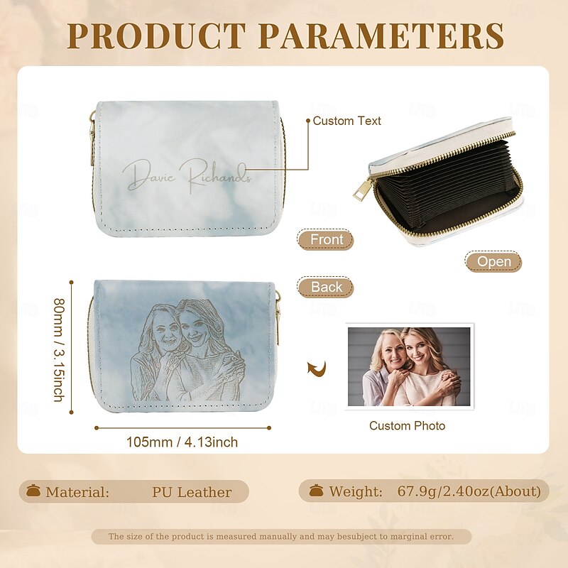 Personalized Photo Wallet Custom Gift for Women, Stylish Colorful Minimalist Coin Purse, Waterproof PU Material, Lightweight Gift for Girls and Girlfriends2