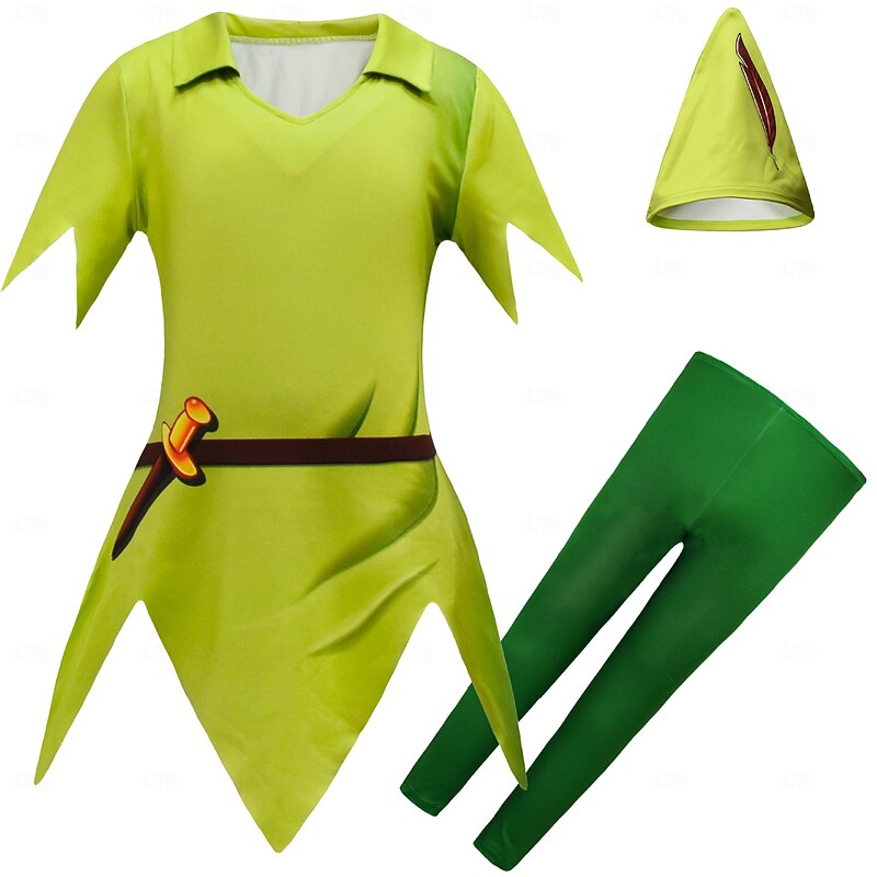 Peter Pan Fairy Tale Elf Cosplay Costume Outfits Storybook Characters Cartoon Movie Cosplay for Boys' Kid's Halloween Carnival World Book Day Performance Educational Dress Up School Event Dress Up3